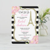 Parijs Frans baby shower uitnodiging meisje roze g (Staand voorkant)