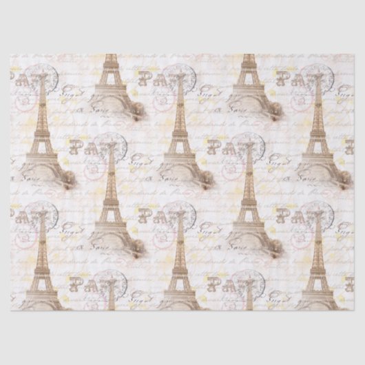 Parijs Frans schrijfpapier met roze tefstof Tissuepapier (Voorkant)