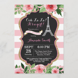 Parijs Franse Eiffeltoren Baby shower Uitnodiging