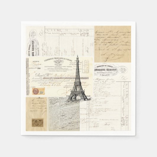 Parijs  Franse Ephemera Napkins Servet (Voorkant)