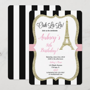 Parijs Franse verjaardagsuitnodiging roze goud Kaart