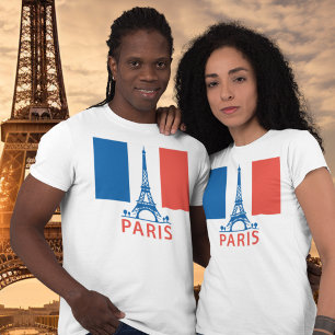 Parijs Franse vlag en Eiffeltoren T-shirt