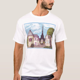 Parijs-geïnspireerd landschap met Eiffeltoren-Shir T-shirt