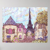 Parijs geïnspireerd pointillisme met Eiffel Tower  Poster (Voorkant)