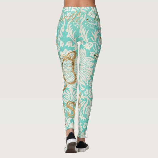 Parijs Gold-ontwerp met vlinder Leggings (Achterkant)