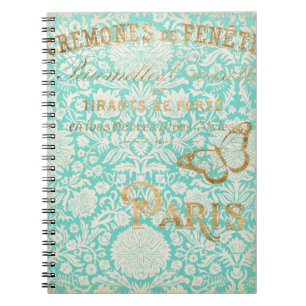  Parijs Gold-ontwerp met vlinder Notitieboek