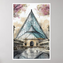 Parijs, het Louvre Pyramid Poster