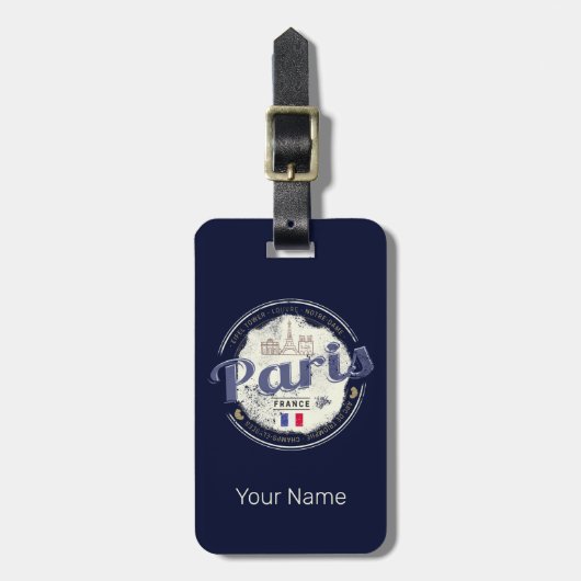 Parijs Hoofdstad Frankrijk Eiffeltoren  Souvenir Bagagelabel (Voorkant verticaal)