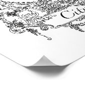 Parijs: Illustratie Poster van de stad Love (Hoek)