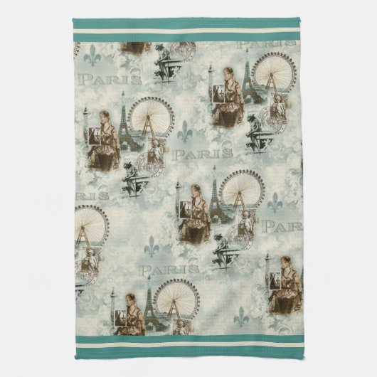 Parijs in Bleu Towel Theedoek (Verticaal)