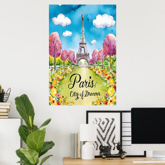 Parijs in bloei: een dromerige lentedag poster