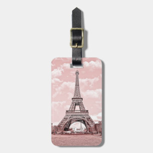 Parijs in de Roze Eiffeltoren Bagagelabel
