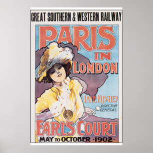Parijs in het Londense Poster Vintage Travel