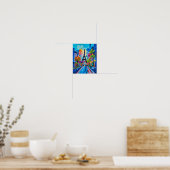Parijs in kleur print, waarde Poster papier (mat) (Keuken)