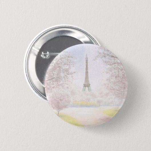 Parijs in Pastels Ronde Button 5,7 Cm (Voorkant /achterkant)