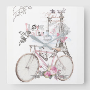 Parijs in Pink Vierkante Klok