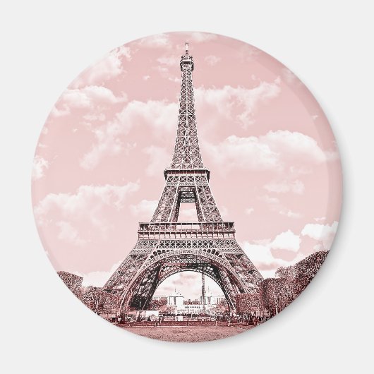 Parijs in roze Eiffeltoren Frankrijk magneet (Voorkant)