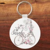 Parijs in roze  sleutelhanger (Voorkant)