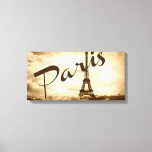 Parijs in Sepia Wrapped Canvas Afdruk