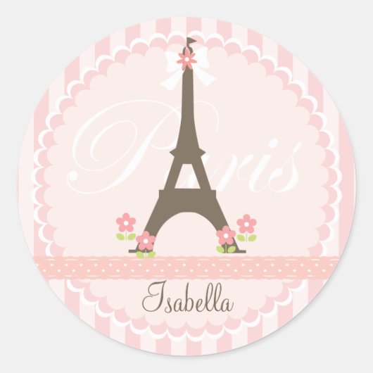 Parijs in Spring Girly Ronde Sticker (Voorkant)