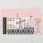 Parijs Instapkaart Uitnodiging, Bruiloft, Verjaard Kaart (Voorkant / Achterkant)