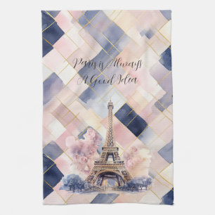 Parijs is altijd een goed idee Eiffeltoren Blauw R Theedoek