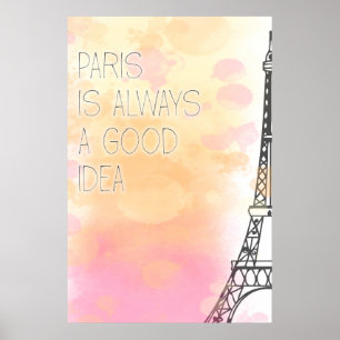 PARIJS is altijd een goed idee, waterverf Poster