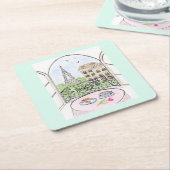 Parijs is een goed idee vierkante kartonnen onderzetter (Schuin)