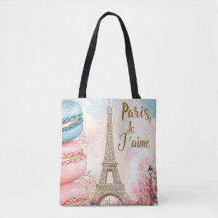 Parijs, Je T'aime - Eiffeltoren met macarons Draagtas