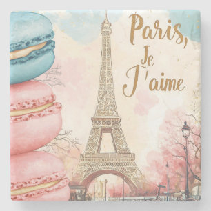 Parijs, Je T'aime - Eiffeltoren met macarons Stenen Onderzetter