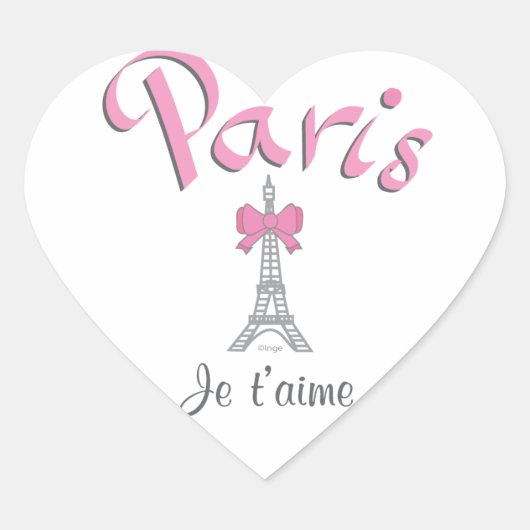 Parijs - Je t'aime (ik hou van je) Hart Sticker (Voorkant)