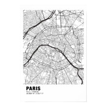 Parijs Kaart Poster - Frankrijk Wit Kaart
