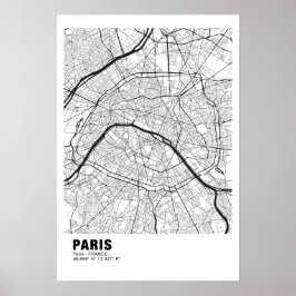 Parijs Kaart Poster - Frankrijk Wit Kaart