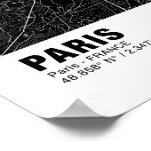 Parijs Kaart Poster - Frankrijk Zwart Kaart (Hoek)