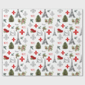 Parijs Kerst Eiffeltoren Witte Gift Wrap Cadeaupapier (Vlak)