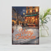 Parijs Kerstkunst Feestdagenkaart (Staand voorkant)