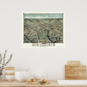 Parijs, KY Panoramic Map - 1870 Poster (Keuken)