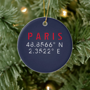 Parijs Lengtegraad Breedtegraad Marineblauw Keramisch Ornament