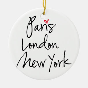 Parijs, Londen, New York Keramisch Ornament