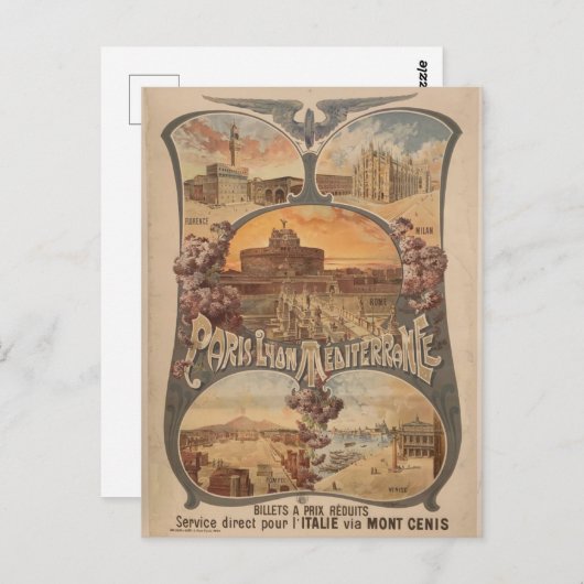 Parijs Lyon Frankrijk Treinreizen Toerisme Briefkaart (Voorkant / Achterkant)