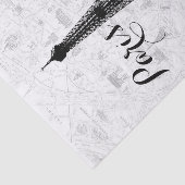 Parijs Map Eiffel Tower Black en White Tissuepapier (Detail)