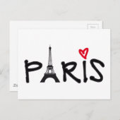 Parijs met Eiffeltoren en rood hart Briefkaart (Voorkant / Achterkant)