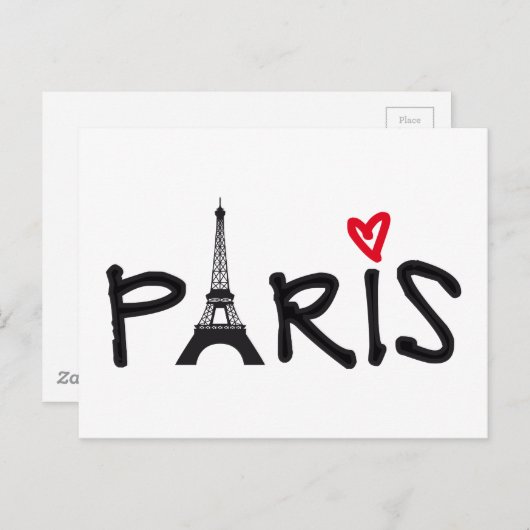 Parijs met Eiffeltoren en rood hart Briefkaart (Voorkant / Achterkant)