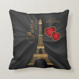 Parijs met Liefde in Metallic Goud Kussen