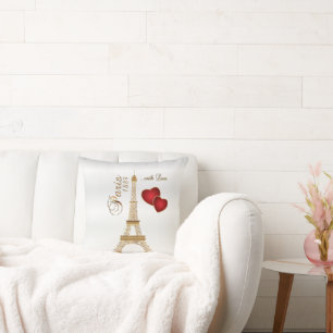 Parijs met liefde voor metallisch goud en witte sa kussen