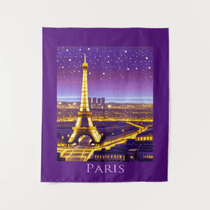 Parijs onder een Paarse Starry Sky Wandkleed