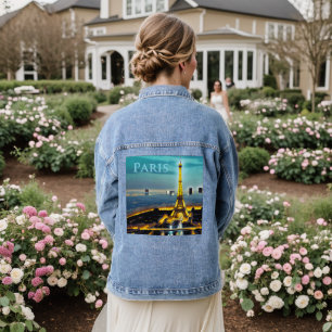 Parijs onder een Turquoise Blue Twilight Sky Denim Jacket