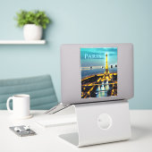 Parijs onder een Turquoise Blue Twilight Sky Sticker (Laptop op bureau)