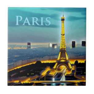 Parijs onder een Turquoise Blue Twilight Sky Tegeltje