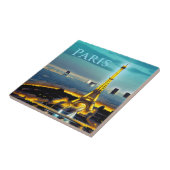 Parijs onder een Turquoise Blue Twilight Sky Tegeltje (Zijkant)
